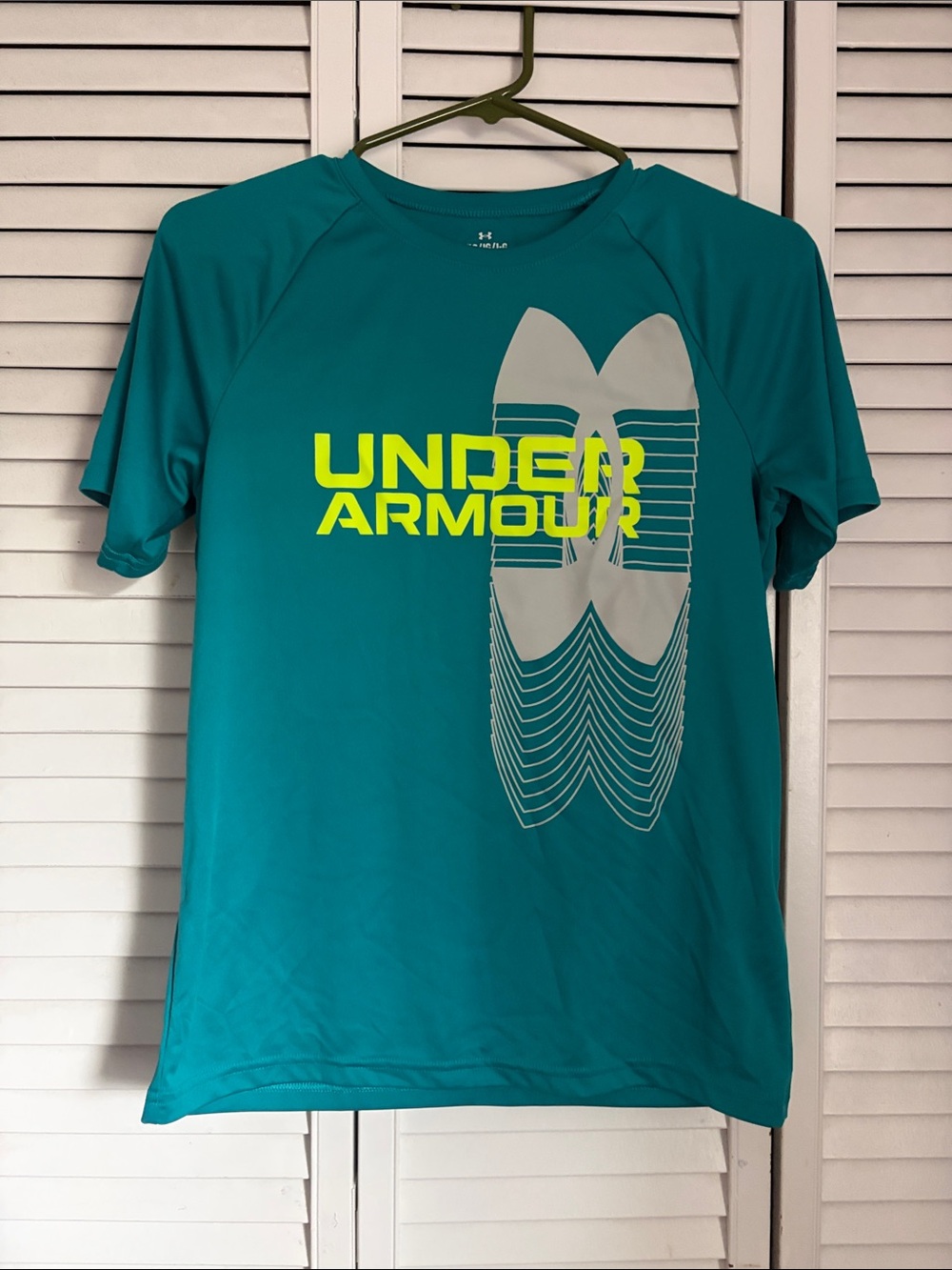 Under Armour Teal Short Sleeve Performance Tee with Lime Logo